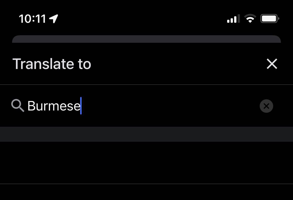 Burmese is not in Google Translate